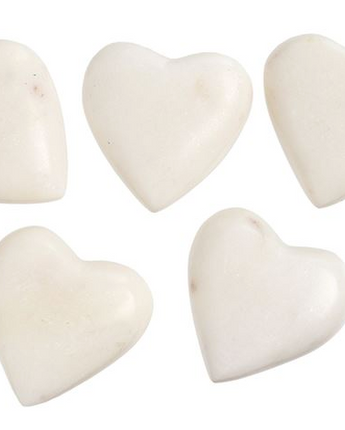 White Miniature Solid Marble Hearts