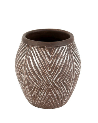 Chevron Print Terracotta Vase