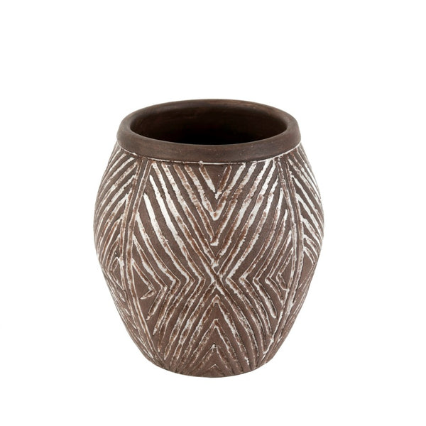 Chevron Print Terracotta Vase