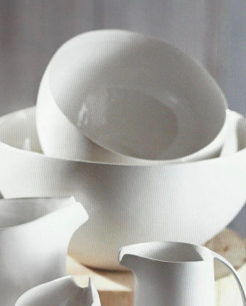 White Earthenware Nesting Bowls with White or Blue Interior