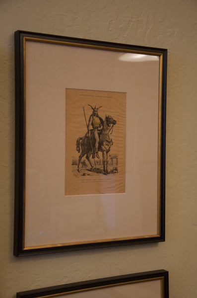 Framed pen and ink drawings from Paris