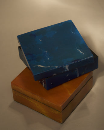 Resin Agate Box, 3.75" Square with Lid