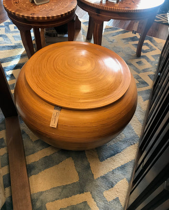 Hand Made and Spun Bamboo Round Container with Fitted Lid, Vietnam