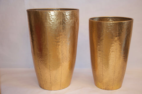 Gold leaf, hammered metal planter