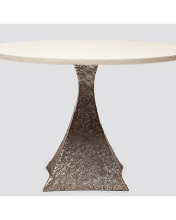 Textured Round Table with Hammered Metal Tapered Base