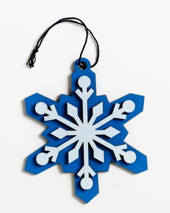 Blue Wood Snowflake Ornament