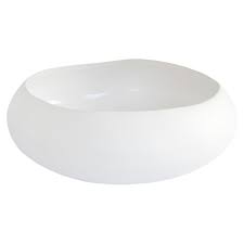 Low and Round Earthenware Bowl, White or Blue Interior
