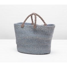 Blue Market Bag with Twisted Handle